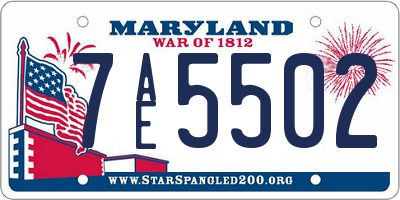 MD license plate 7AE5502