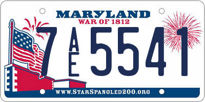 MD license plate 7AE5541