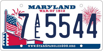 MD license plate 7AE5544