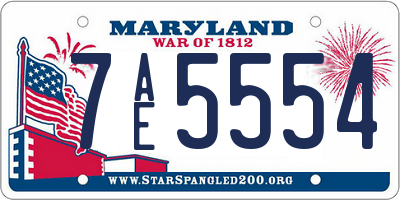 MD license plate 7AE5554