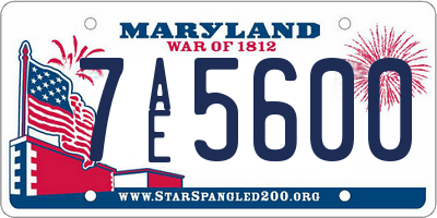 MD license plate 7AE5600