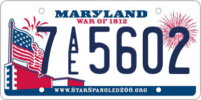 MD license plate 7AE5602