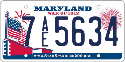 MD license plate 7AE5634
