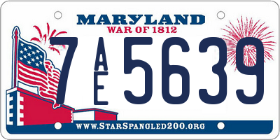 MD license plate 7AE5639