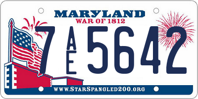 MD license plate 7AE5642