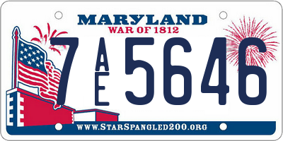MD license plate 7AE5646