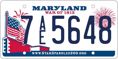 MD license plate 7AE5648