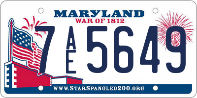 MD license plate 7AE5649
