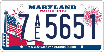 MD license plate 7AE5651