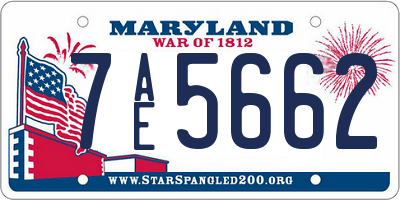 MD license plate 7AE5662