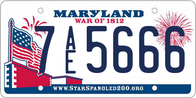 MD license plate 7AE5666