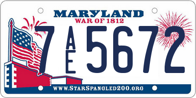 MD license plate 7AE5672