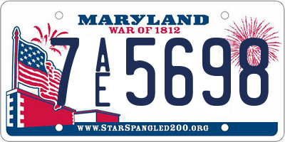 MD license plate 7AE5698