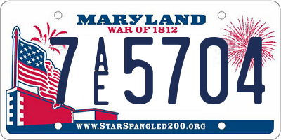 MD license plate 7AE5704