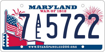 MD license plate 7AE5722