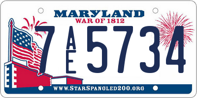 MD license plate 7AE5734
