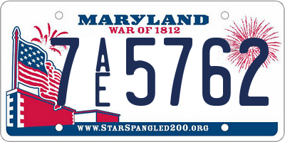 MD license plate 7AE5762