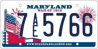 MD license plate 7AE5766
