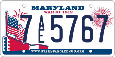 MD license plate 7AE5767
