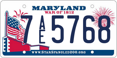 MD license plate 7AE5768