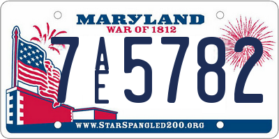 MD license plate 7AE5782