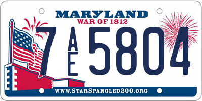 MD license plate 7AE5804