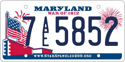 MD license plate 7AE5852
