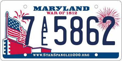 MD license plate 7AE5862