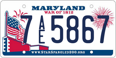 MD license plate 7AE5867