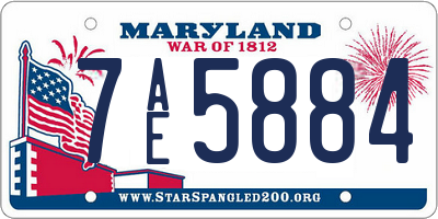 MD license plate 7AE5884
