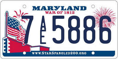 MD license plate 7AE5886