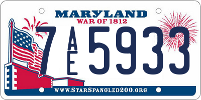 MD license plate 7AE5933