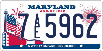 MD license plate 7AE5962