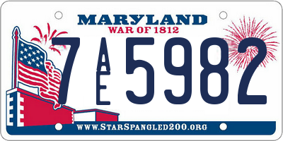 MD license plate 7AE5982