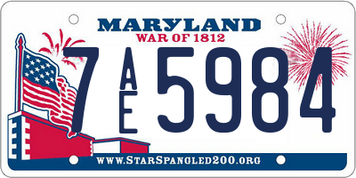 MD license plate 7AE5984