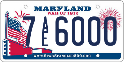 MD license plate 7AE6000