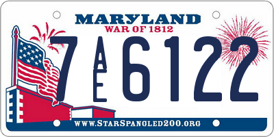 MD license plate 7AE6122