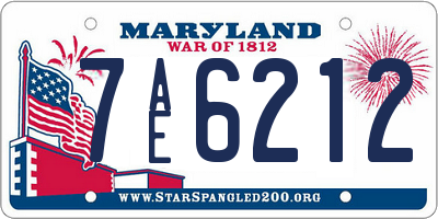 MD license plate 7AE6212