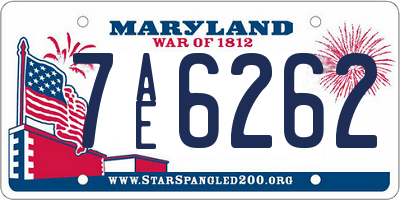 MD license plate 7AE6262