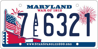 MD license plate 7AE6321