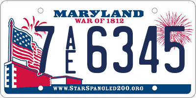 MD license plate 7AE6345