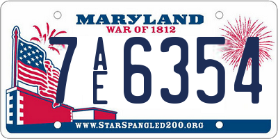 MD license plate 7AE6354