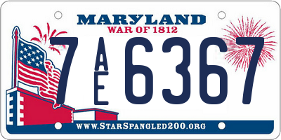 MD license plate 7AE6367