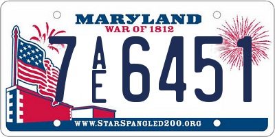 MD license plate 7AE6451