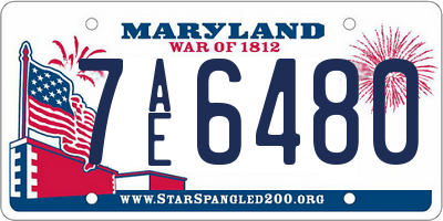 MD license plate 7AE6480