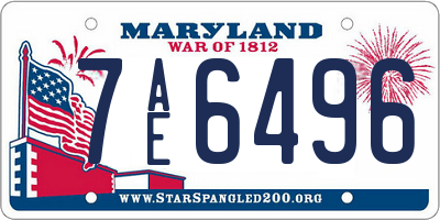 MD license plate 7AE6496