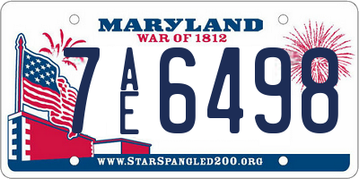 MD license plate 7AE6498