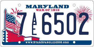 MD license plate 7AE6502