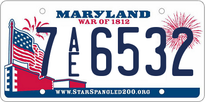 MD license plate 7AE6532