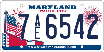 MD license plate 7AE6542